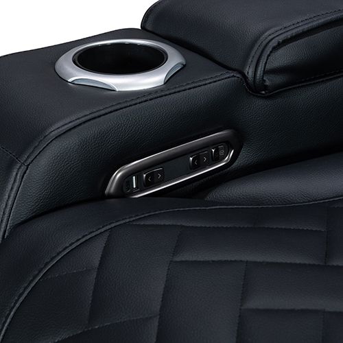 1 Seater Air leather Power Recliner Sofa with LED Light In Black