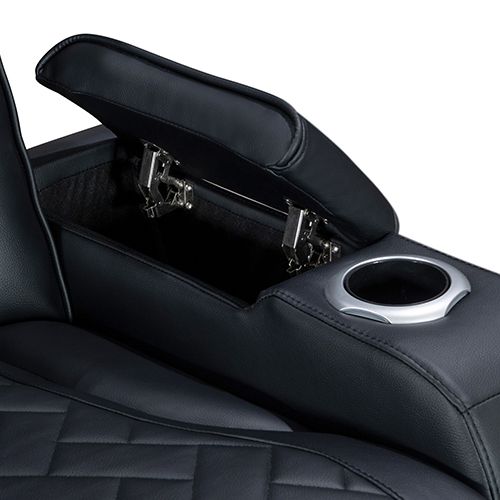 1 Seater Air leather Power Recliner Sofa with LED Light In Black