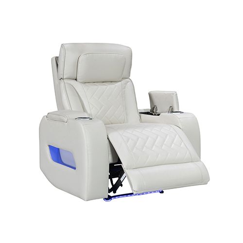 1 Seater Air leather Power Recliner Sofa with LED Light In Grey