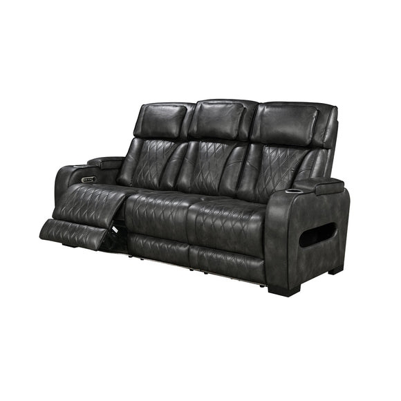 3 Seater Electric Air Leather Dark Grey Recliner