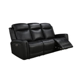 3 Seater Electric Leather/PVC Black Recliner