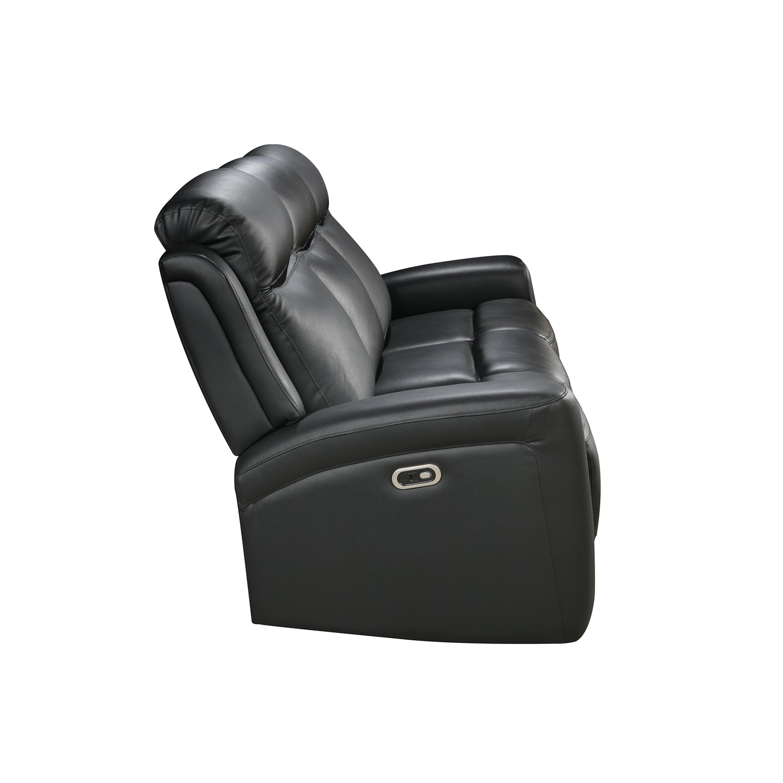 Sofas & Sofa Beds: 3 Seater Electric Leather/PVC Black Recliner
