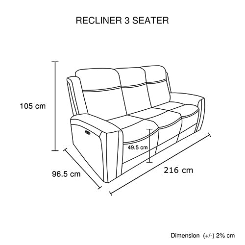 Sofas & Sofa Beds: 3 Seater Electric Leather/PVC Black Recliner