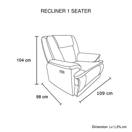 1 Seater Power Recliner Chair in Grey
