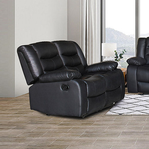 Arm Chairs & Recliners: 2 Seater Recliner Sofa In Faux Leather Lounge Couch in Black