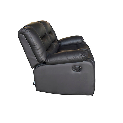 Arm Chairs & Recliners: 2 Seater Recliner Sofa In Faux Leather Lounge Couch in Black