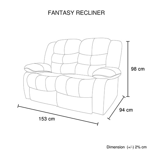 Arm Chairs & Recliners: 2 Seater Recliner Sofa In Faux Leather Lounge Couch in Black