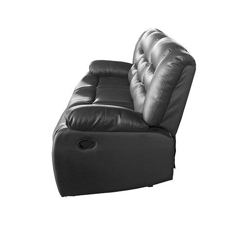 Arm Chairs & Recliners: 3 Seater Recliner Sofa In Faux Leather Lounge Couch in Black