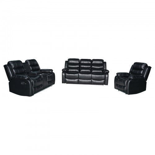 Gaming Chairs: 3-2-1 Seater Seater Finest Black Leatherette Recliner Feature Console LED Light Ultra Cushioned