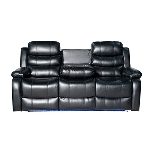 Gaming Chairs: 3-2-1 Seater Seater Finest Black Leatherette Recliner Feature Console LED Light Ultra Cushioned