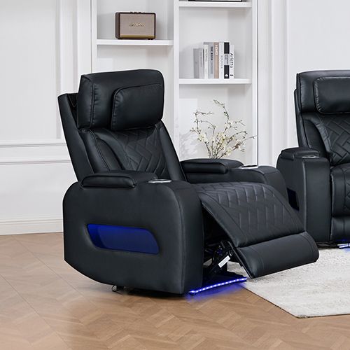 3+1+1 Seater Power Recliner Sofa Set with LED Light In Black