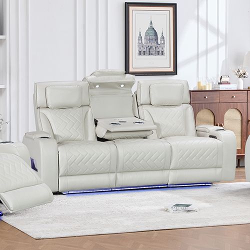 3+2+1 Seater Power Recliner Sofa Set with LED Light In Grey
