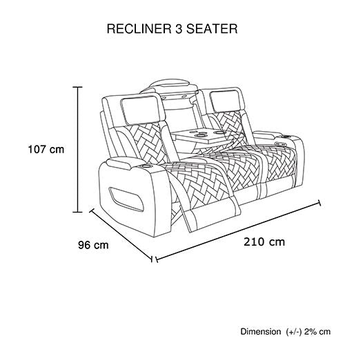 3+2+1 Seater Power Recliner Sofa Set with LED Light In Grey