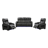 3-1-1 Seater Electric Air Leather Dark Grey Recliner Set