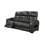 3-2-1 Seater Electric Air Leather Dark Grey Recliner Set