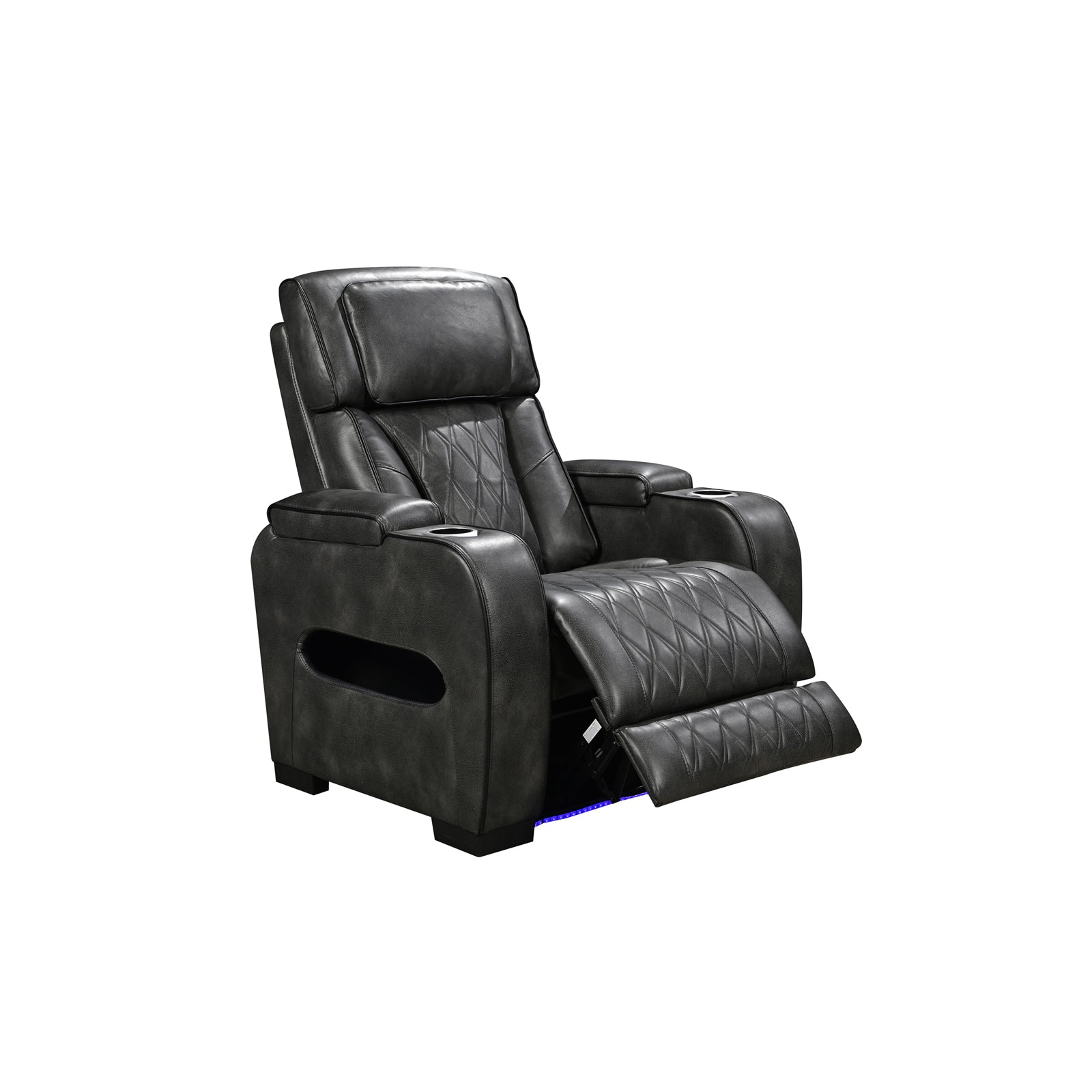 Sofas & Sofa Beds: 3-2-1 Seater Electric Air Leather Dark Grey Recliner Set