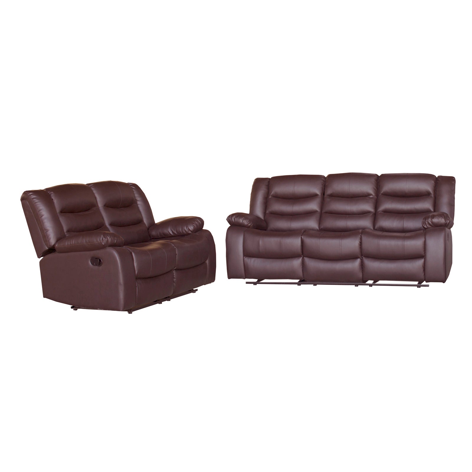 Arm Chairs & Recliners: 3+2 Seater Recliner Sofa In Faux Leather Lounge Couch in Brown