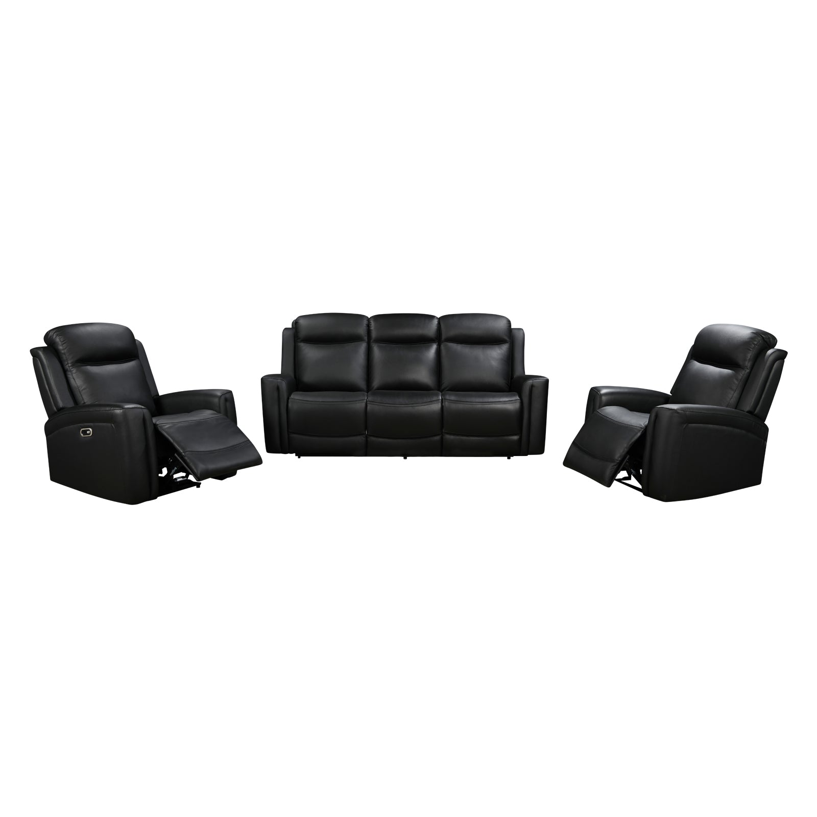 Sofas & Sofa Beds: 3-1-1 Seater Electric Leather/PVC Black Recliner Set