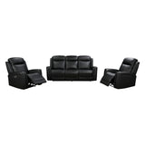 3-1-1 Seater Electric Leather/PVC Black Recliner Set