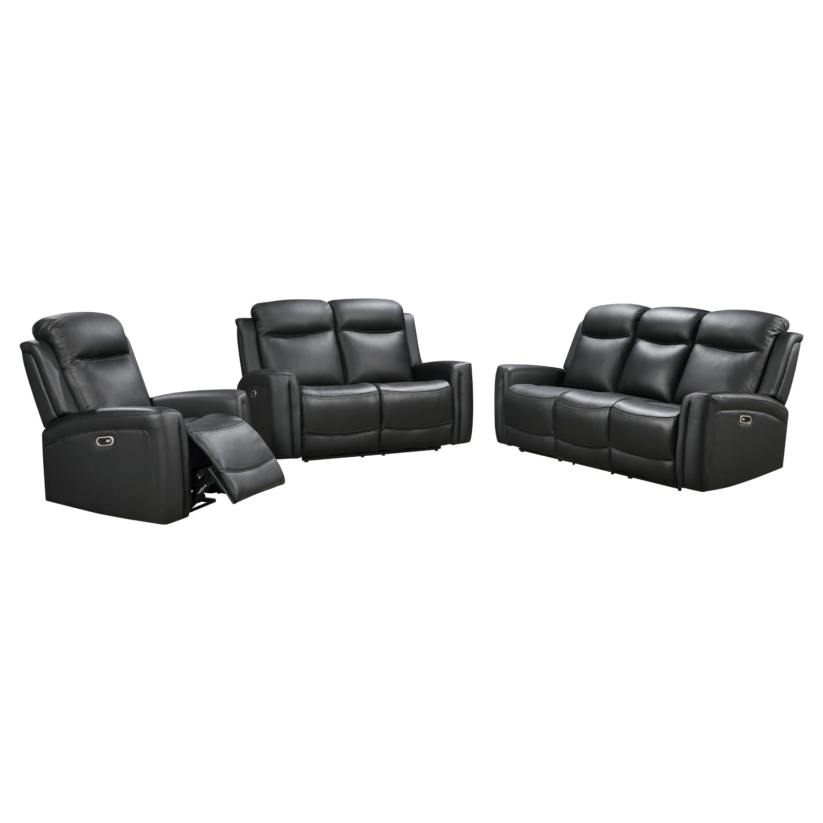 Sofas & Sofa Beds: 3-2-1 Seater Electric Leather/PVC Black Recliner Set