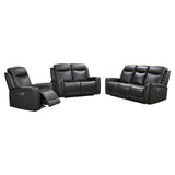 3-2 Seater Electric Leather/PVC Black Recliner Set
