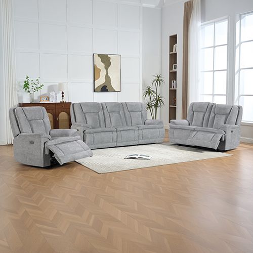 3+2+1 Seater Power Recliner Sofa Set in Grey