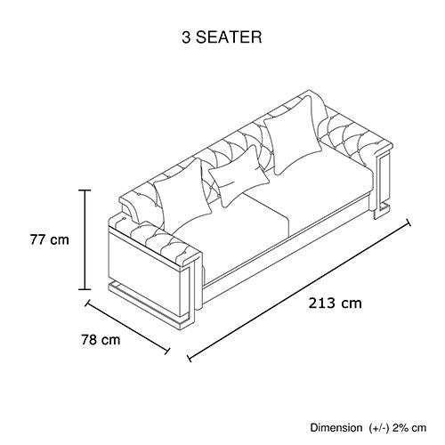 Juliette 3+1+1 Seater Velvet Sofa with Gold Trim in Beige