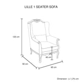 3S+2S+1X Wing Chair Oak Wood White Washed Finish Rolled Armrest Linen Sofa Fabric