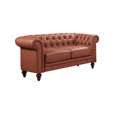 1 Seater 2 Seater 3 Seater Brown Sofa Lounge Set Button Tufted in Faux Leather