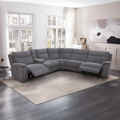 Sofas & Sofa Beds: Large Sectional Corner Modular Lounge Suite in Fabric with Electric Recliner