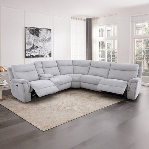 Sofas & Sofa Beds: Large Sectional Corner Modular Lounge Suite in Fabric with Electric Recliner
