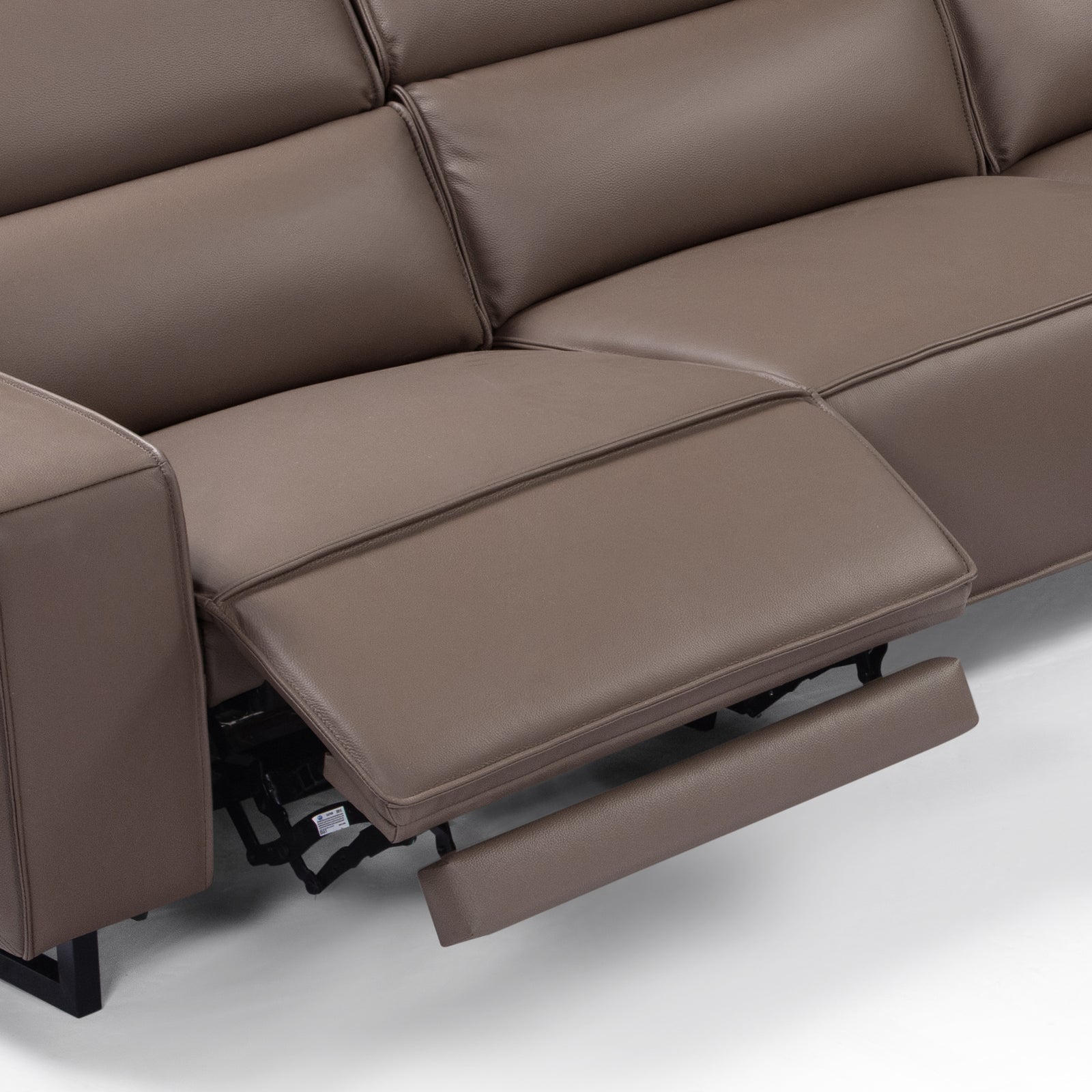 Sofas & Sofa Beds: 5 Seater Real Cow Leather Sofa with Power Recliner Adjustable Headrest Wooden Frame Corner Lounge