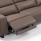 Sofas & Sofa Beds: 5 Seater Real Cow Leather Sofa with Power Recliner Adjustable Headrest Wooden Frame Corner Lounge