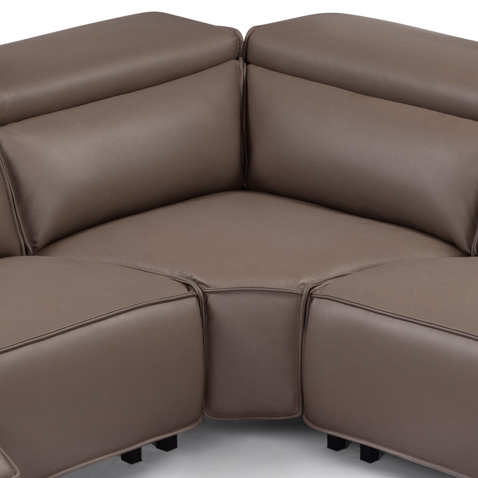 Sofas & Sofa Beds: 5 Seater Real Cow Leather Sofa with Power Recliner Adjustable Headrest Wooden Frame Corner Lounge
