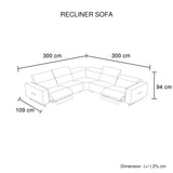 Sofas & Sofa Beds: 5 Seater Real Cow Leather Sofa with Power Recliner Adjustable Headrest Wooden Frame Corner Lounge