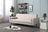 Sofas & Sofa Beds: Sofa Bed 3 Seater Button Tufted Lounge Set for Living Room Couch in Fabric Beige Colour