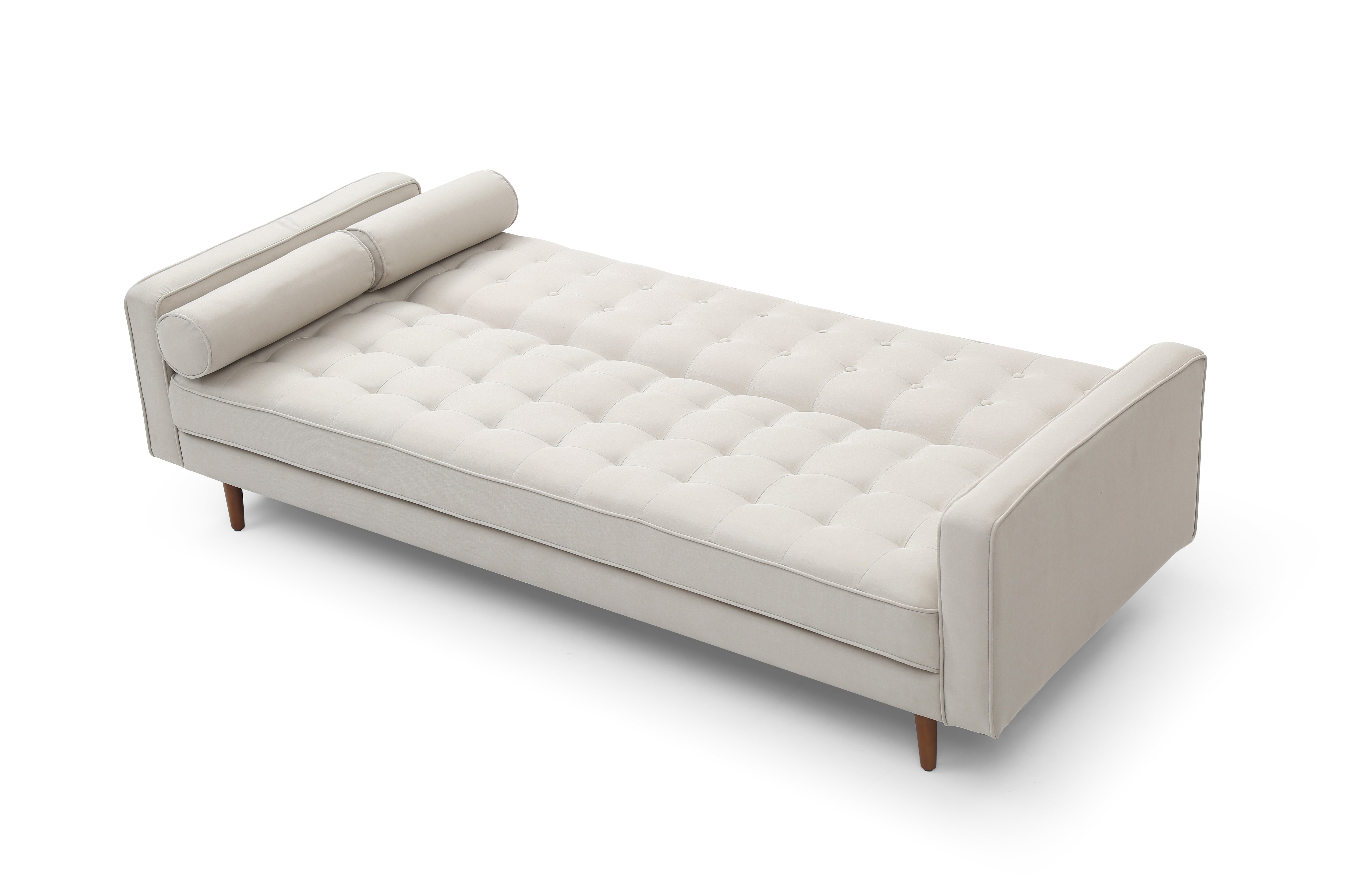 Sofas & Sofa Beds: Sofa Bed 3 Seater Button Tufted Lounge Set for Living Room Couch in Fabric Beige Colour