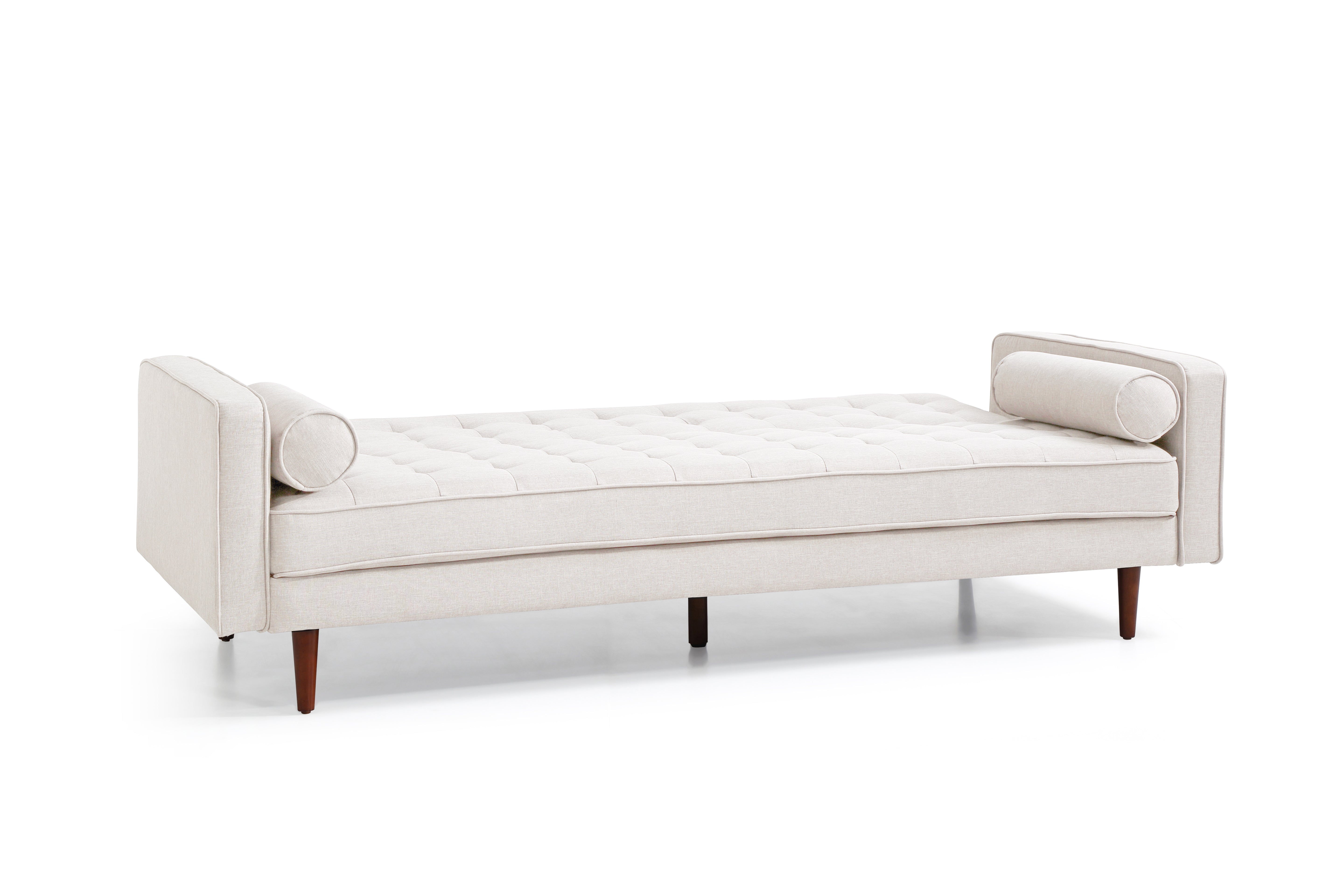 Sofas & Sofa Beds: Sofa Bed 3 Seater Button Tufted Lounge Set for Living Room Couch in Fabric Beige Colour