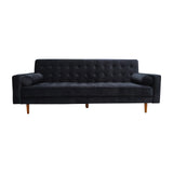 Sofas & Sofa Beds: Sofa Bed 3 Seater Button Tufted Lounge Set for Living Room Couch in Velvet Black Colour