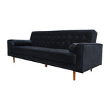 Sofas & Sofa Beds: Sofa Bed 3 Seater Button Tufted Lounge Set for Living Room Couch in Velvet Black Colour