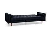 Sofas & Sofa Beds: Sofa Bed 3 Seater Button Tufted Lounge Set for Living Room Couch in Velvet Black Colour
