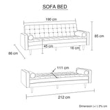 Sofas & Sofa Beds: Sofa Bed 3 Seater Button Tufted Lounge Set for Living Room Couch in Velvet Black Colour
