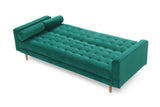 Sofas & Sofa Beds: Sofa Bed 3 Seater Button Tufted Lounge Set for Living Room Couch in Velvet Green Colour