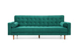 Sofas & Sofa Beds: Sofa Bed 3 Seater Button Tufted Lounge Set for Living Room Couch in Velvet Green Colour