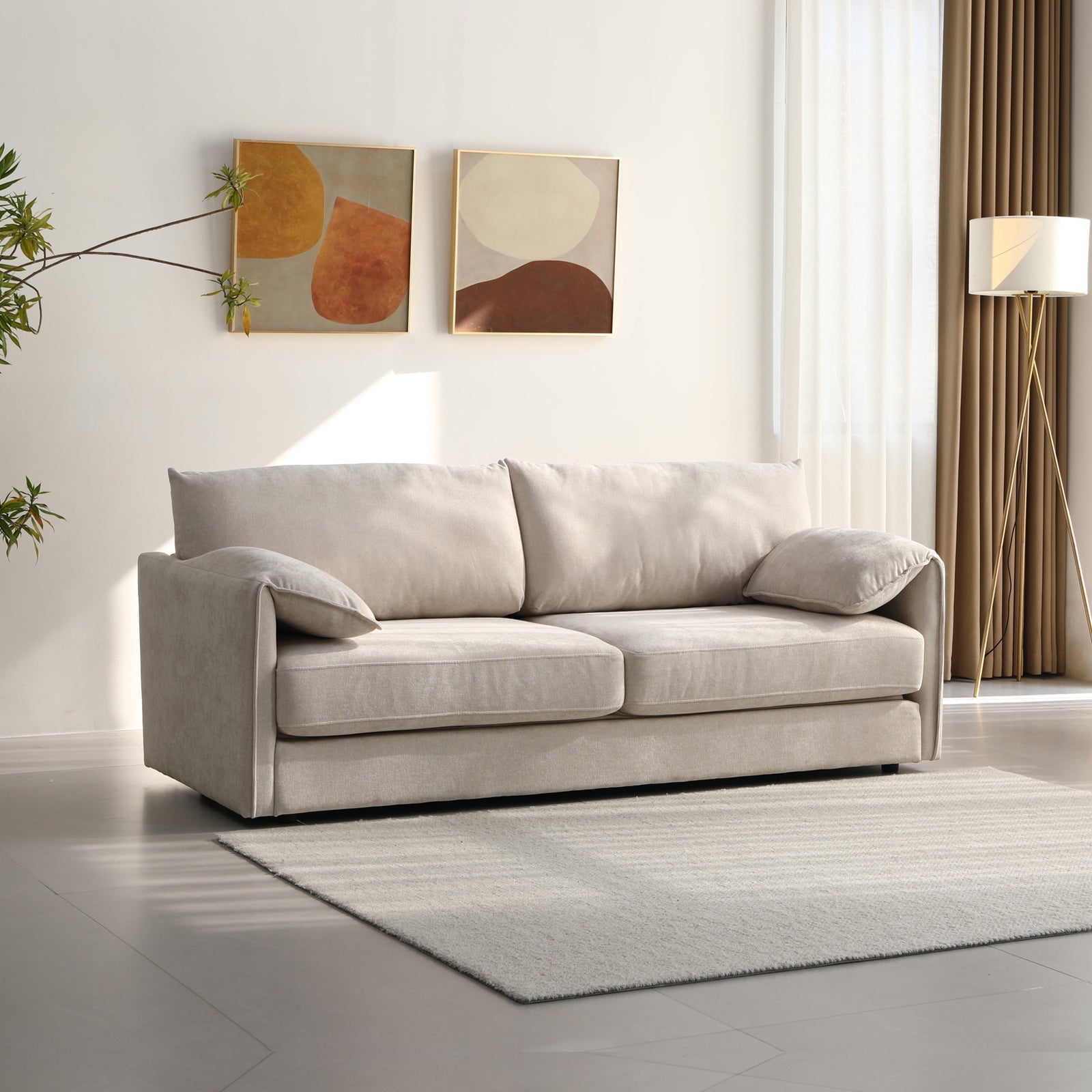 Sofas & Sofa Beds: 3 Seater Multifunctional Sofa Bed Fabric Upholstery New Foam Pocket Spring