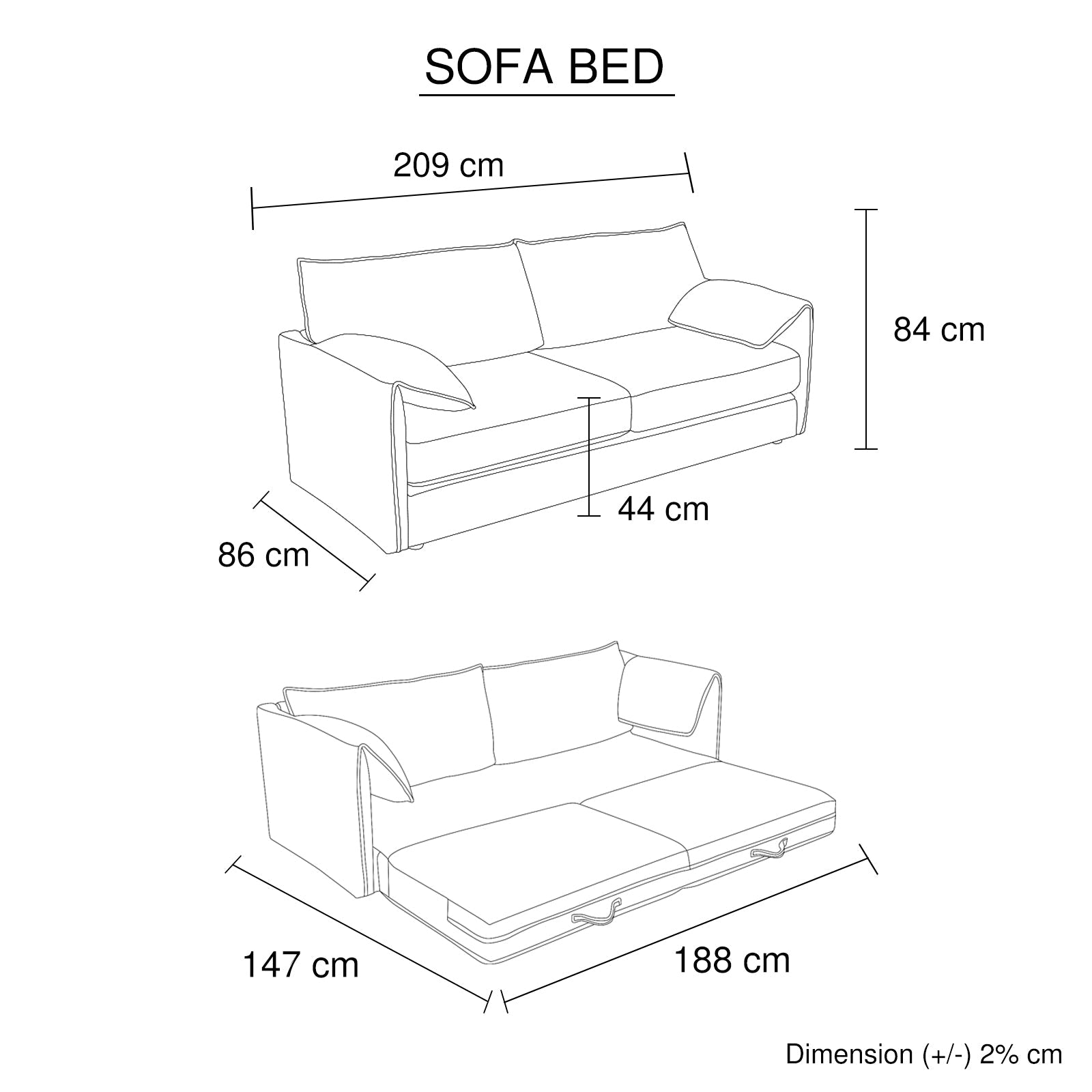 Sofas & Sofa Beds: 3 Seater Multifunctional Sofa Bed Fabric Upholstery New Foam Pocket Spring