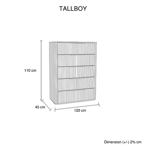Solid Rubber Wood Tallboy with Storage Drawer in Black colour