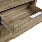 Dressers: Tallboy with 5 Storage Drawers Natural Wood like MDF in Oak Colour