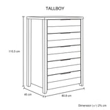 Dressers: Tallboy with 5 Storage Drawers Natural Wood like MDF in Oak Colour