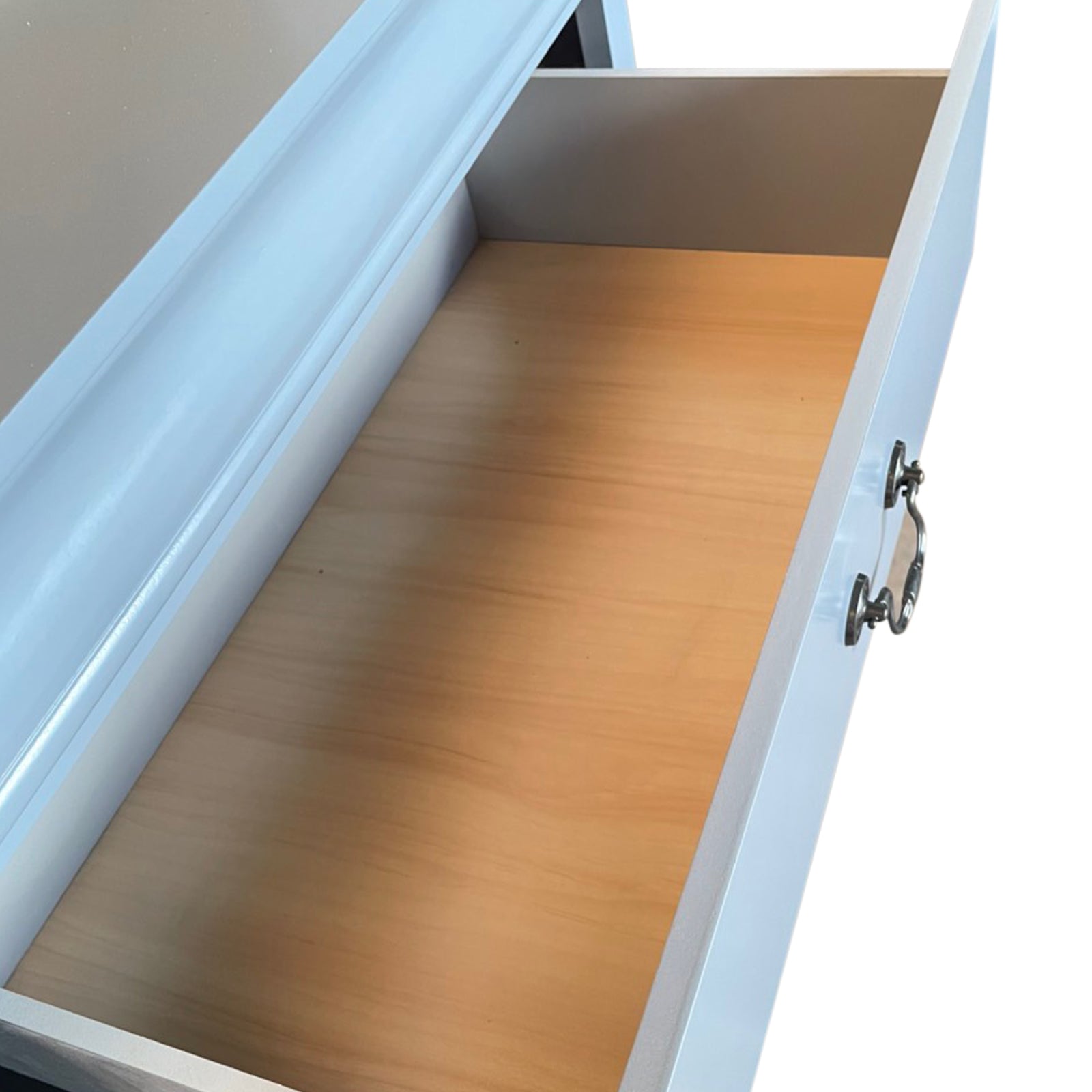 Dressing Vanity & Dressing Tables: Tallboy with 5 Storage Drawers in Solid Wooden Metal Handles Grey Colour